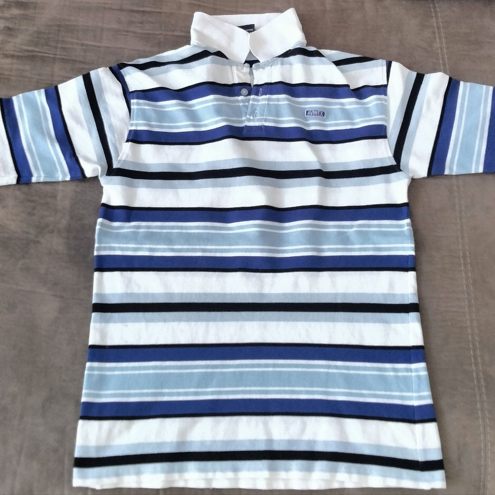 Avirex Polo shirt XL White Blue Black